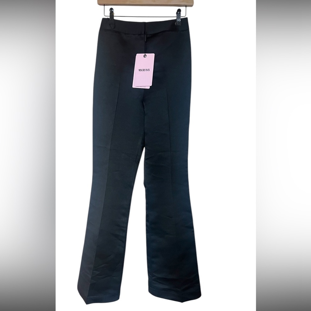 Miscreants London satin black flare pants NWT